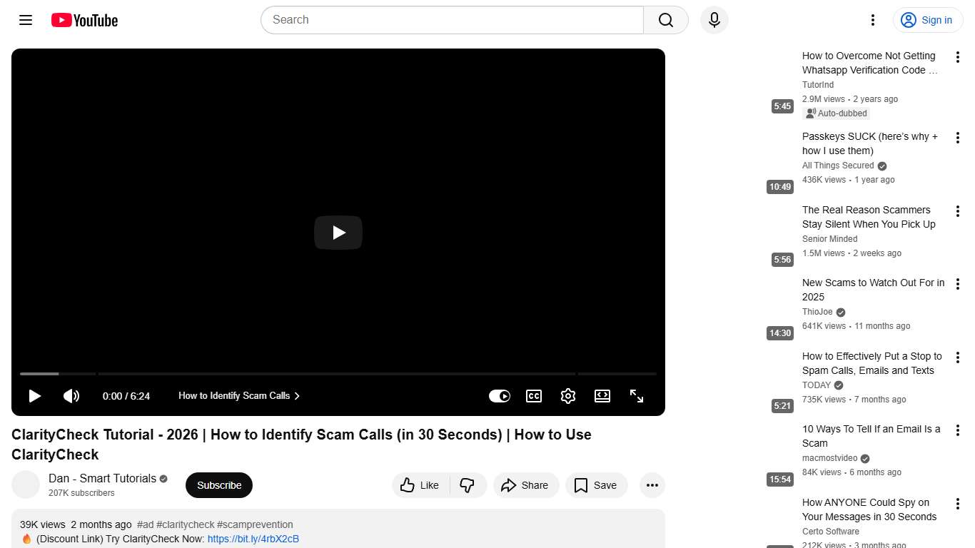 ClarityCheck Tutorial - 2026 How to Identify Scam Calls (in 30 Seconds) How to Use ClarityCheck - YouTube